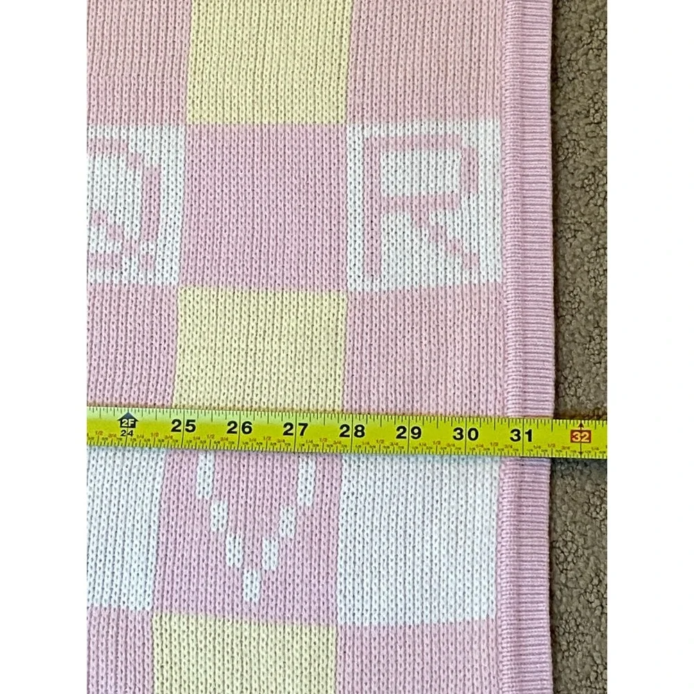 Wamsutta Blanket Alphabet Blocks Pink‎ Pastel Baby Blanket Knit 100% Acrylic